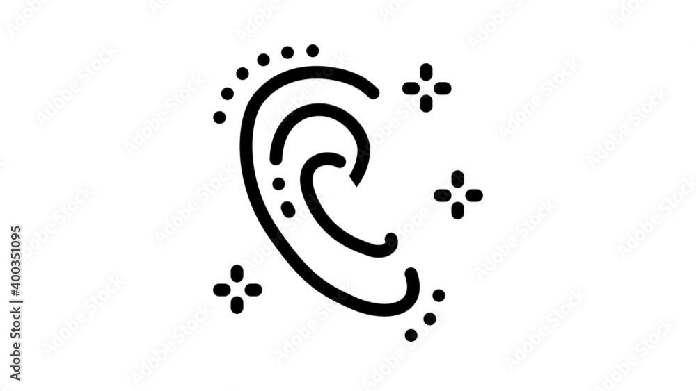 Poster ear shape change icon animation. black ear shape change animated icon on white background
