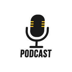 Podcast. Vector flat illustration, icon, logo design on white background