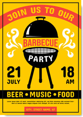 BBQ party flyer template. Barbecue party poster with sample text. Modern style invitation vector illustration