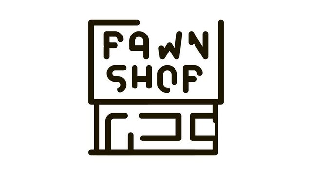 appearance of pawnshop Icon Animation. black appearance of pawnshop animated icon on white background