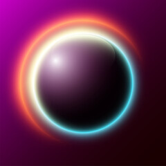 Round sphere button reflected light website app. Isolated bell glow circle button background