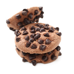 Cookies with chocolate drops isolated on white background 