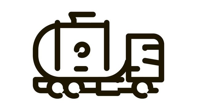 gas tank truck Icon Animation. black gas tank truck animated icon on white background