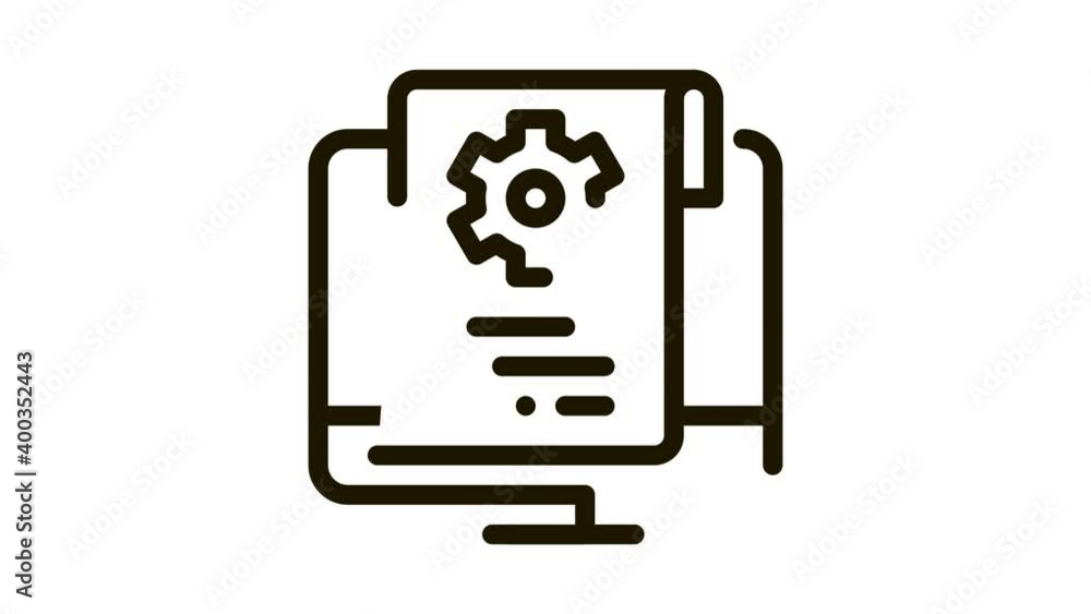 Poster settings documents in computer icon animation. black settings documents in computer animated icon on
