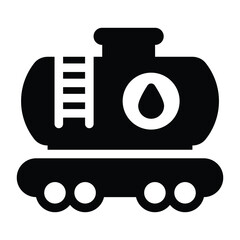 
Tanker in glyph editable icon, conveyor belt 
