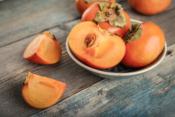 Fresh organic ripe Persimmon fruits