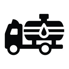 
Industrial vehicle, glyph icon of oil transportation 
