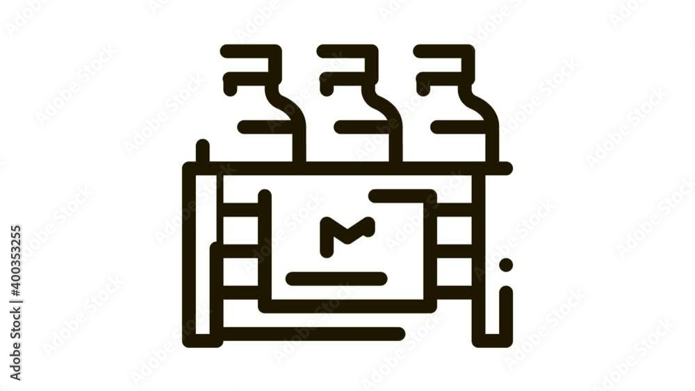 Canvas Prints pack of milk bottles icon animation. black pack of milk bottles animated icon on white background