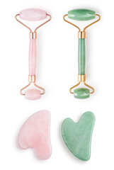 Facial jade massage rollers and gua sha massagers