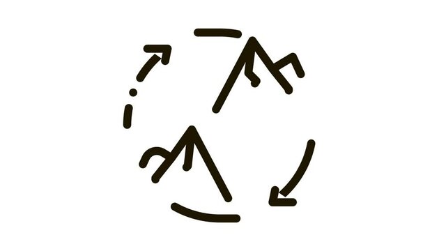 running between hills of al-safa and al marva Icon Animation. black running between hills of al-safa and al marva animated icon on white background