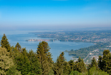 Obraz premium Aerial view of Lake Constance between Austria and Germany