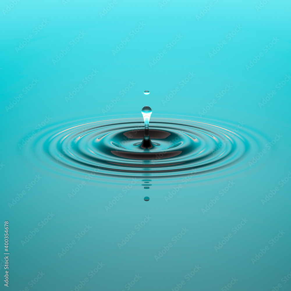 Wall mural water drop falling into water surface with ripples