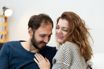 Couple in love man with woman happy together casual happy love people