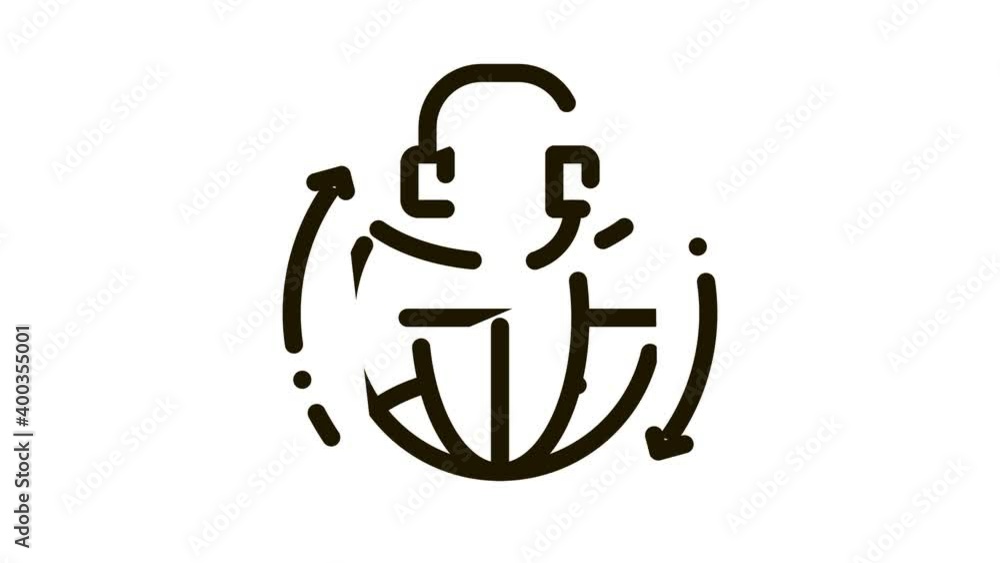 Poster global help desk hotline icon animation. black global help desk hotline animated icon on white backg