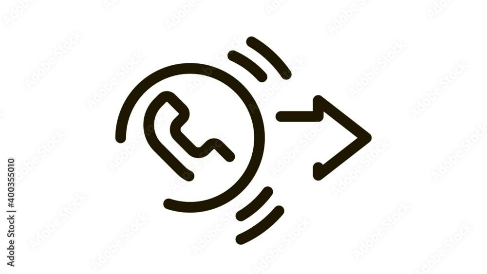 Poster outgoing call service icon animation. black outgoing call service animated icon on white background
