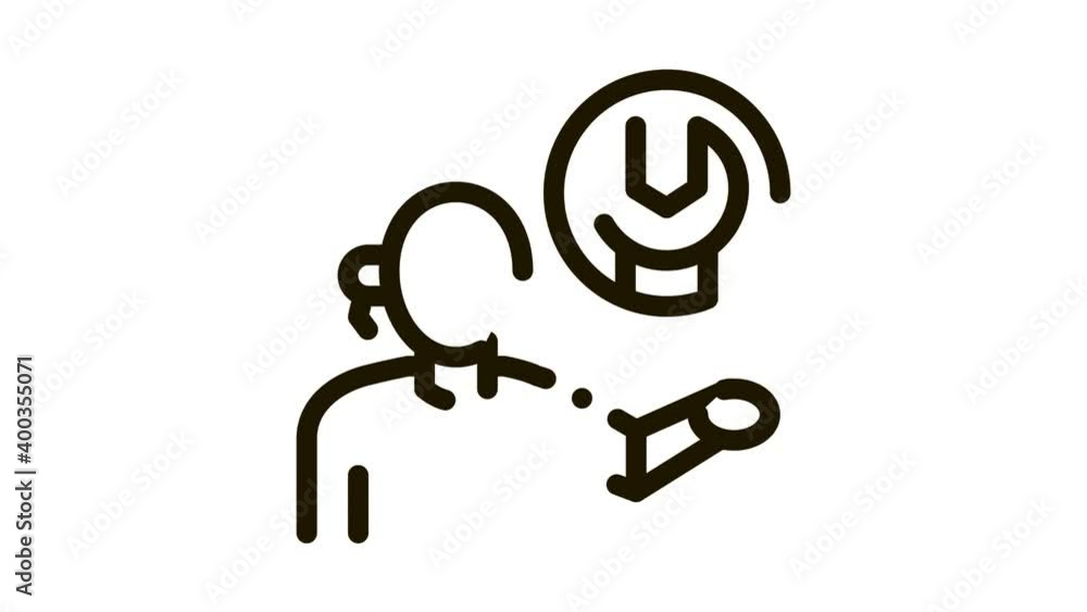 Poster contact help setting problems icon animation. black contact help setting problems animated icon on w