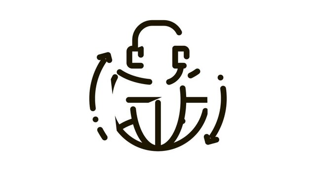 global help desk hotline Icon Animation. black global help desk hotline animated icon on white background