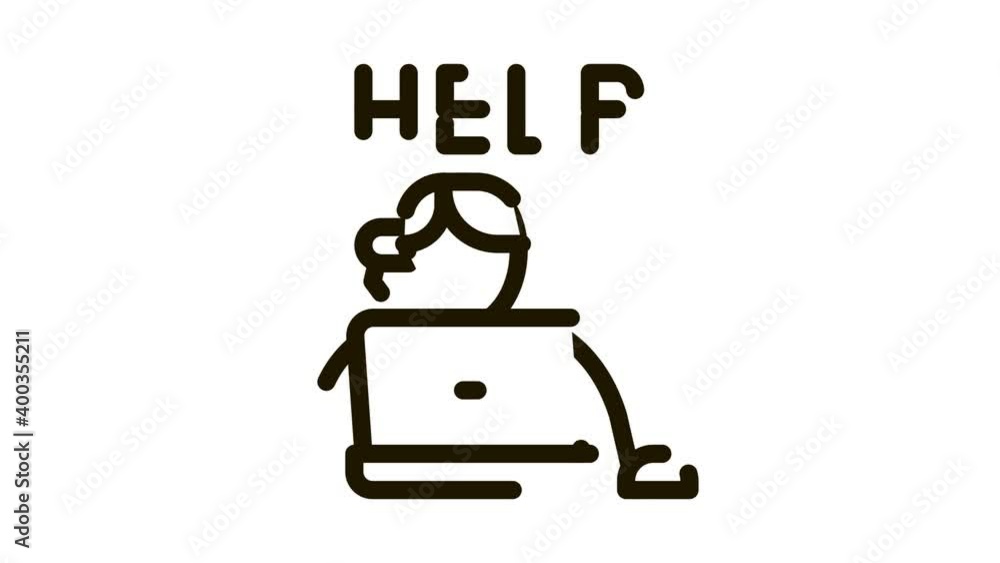 Canvas Prints computer help service Icon Animation. black computer help service animated icon on white background