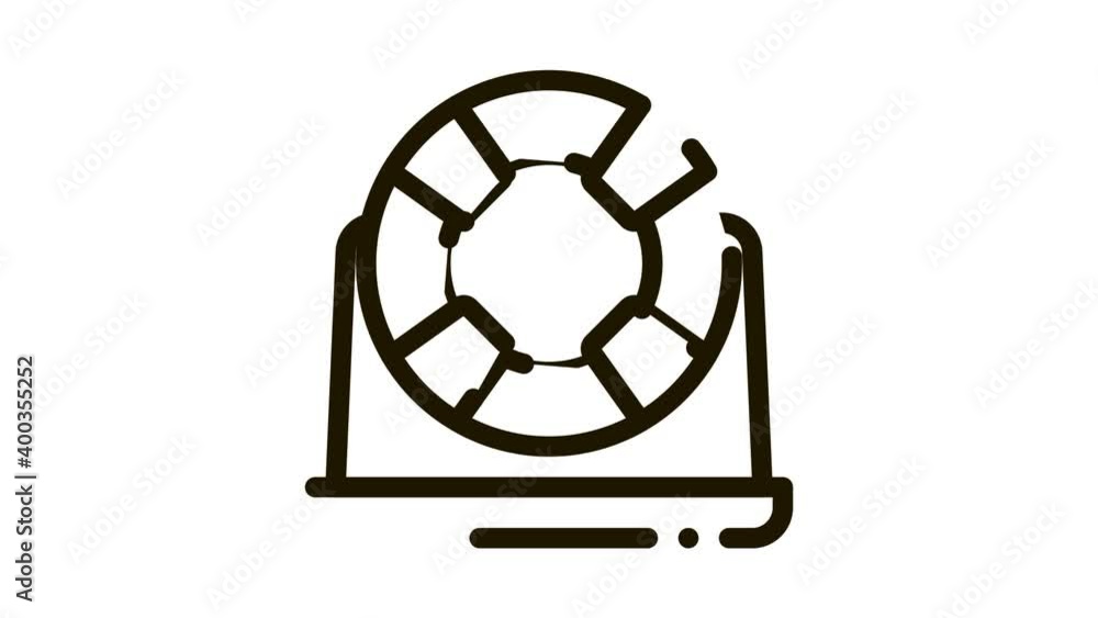 Aufkleber lifebuoy computer icon animation. black lifebuoy computer animated icon on white background