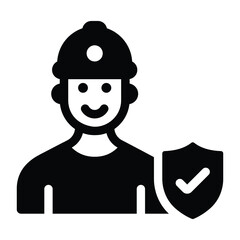 
Worker insurance glyph icon showing, protection shield  
