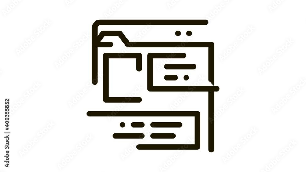 Poster information document folder icon animation. black information document folder animated icon on white