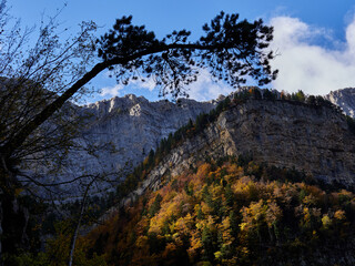 Autumn, views on the Ordesa valley trekking route, Aragonese Pyrenees, Spain