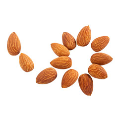 almond macro spread on white isolated