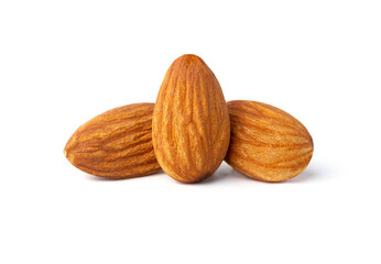 Obraz na płótnie Canvas Almond three piece isolated on white background Clipping path included.