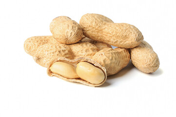 nut peanut shell  on white isolated with clipping path