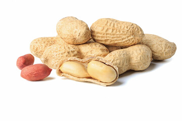 nut peanut shell  on white isolated with clipping path