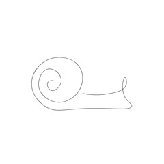 One line drawing snail animal silhouette icon or logo isolated on the white background. Print for clothes. Vector illustration