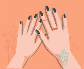 Women's well-groomed hands with trendy manicure