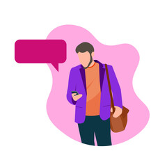 A man looking at his smartphone flat illustrations