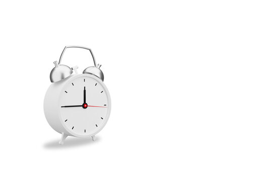 3D  rendering realistic Analog alarm clock classic white color isolated on white background with clipping path