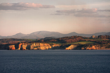 Look at the basque coast with Hendaia coast and Larrun (La Rhune) mountain  Basque Country. © Jorge Argazkiak