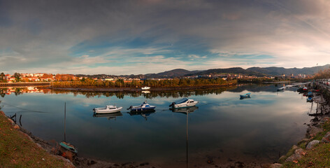 Look from Bidasoa river at Irun; Basque Country.