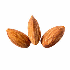 natural raw almond Float on white isolated