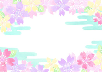 水彩で描いた和風の桜の背景