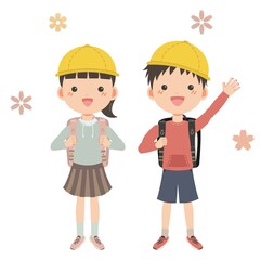 ランドセルを背負う笑顔の小学生