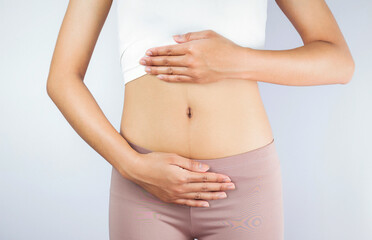 Fototapeta na wymiar stomach Women Health digestion pain health Stomach Slim Body good health
