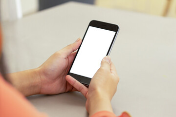 blank display new smart phone view in shopping mall