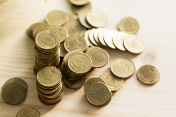 coins stack background in saving money concept