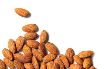 full Almonds placed backgrounds on the isolated white