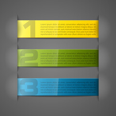 Information infographic statistic vector presentation. Graphic composition for your business presentations. Three glossy strip for your annotations. Three color sticker for registration of proposals