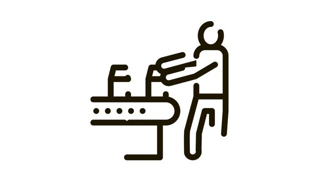 farm milk convector worker Icon Animation. black farm milk convector worker animated icon on white background