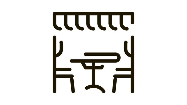 cozy cafe Icon Animation. black cozy cafe animated icon on white background