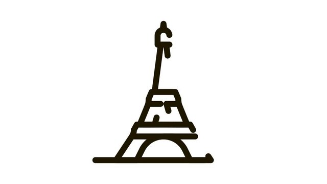 eiffel tower Icon Animation. black eiffel tower animated icon on white background