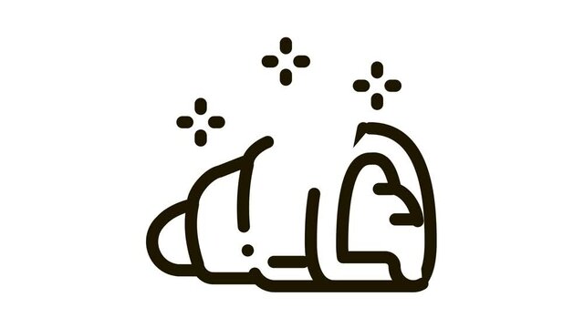 stuffed croissant Icon Animation. black stuffed croissant animated icon on white background