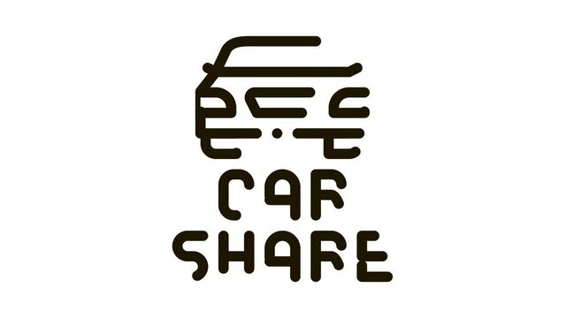 car share Icon Animation. black car share animated icon on white background
