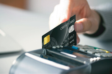 Man holding with use credit card payment shopping  concept paying by credit card